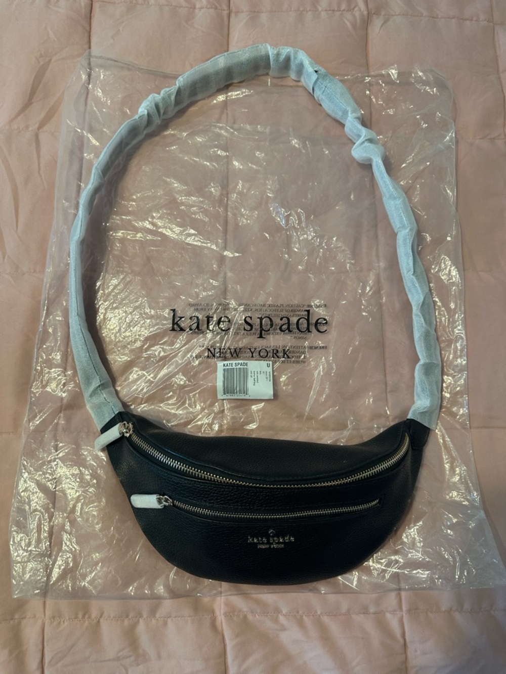 kate spade pink packaging bag with logo